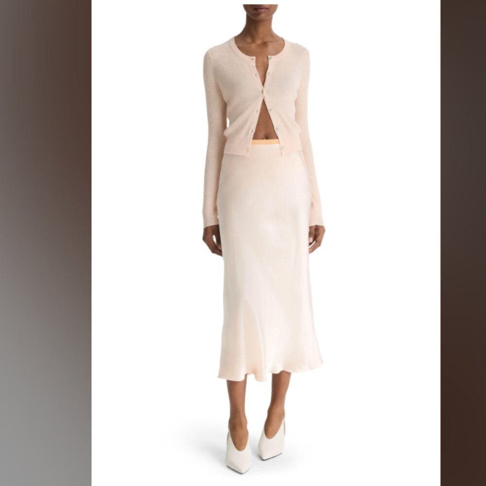NEW Vince Ribbed Cashmere-Silk Slim Cardigan Spring classic - Picture 2 of 8